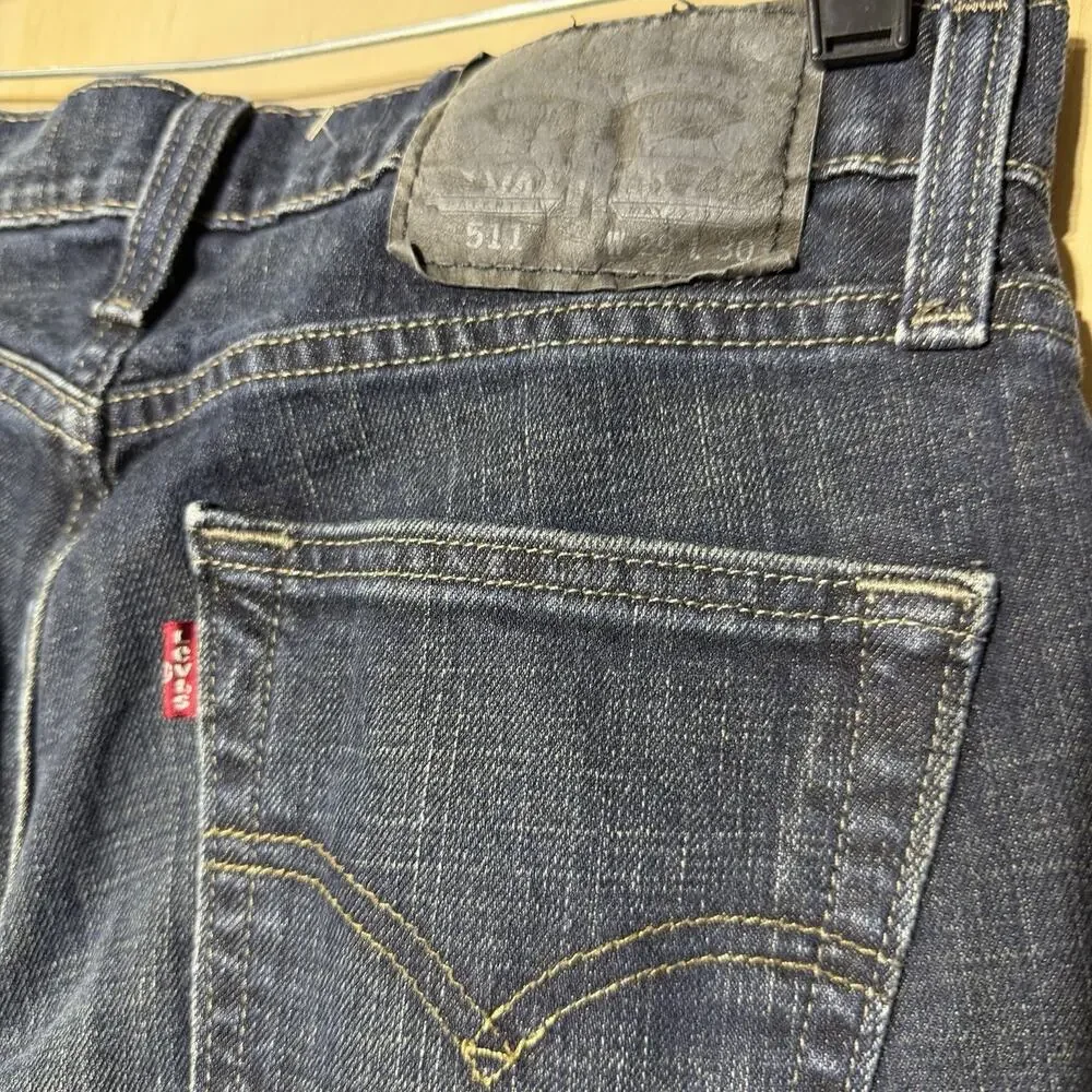 Levi’s 511 Slim Fit Jeans Mens 29x30 Dark Wash‎ Stretch Denim Red Tab